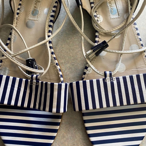 Boden White Navy Striped Sienna Leather Boating Coastal Grandma Nautical… - Picture 3 of 7